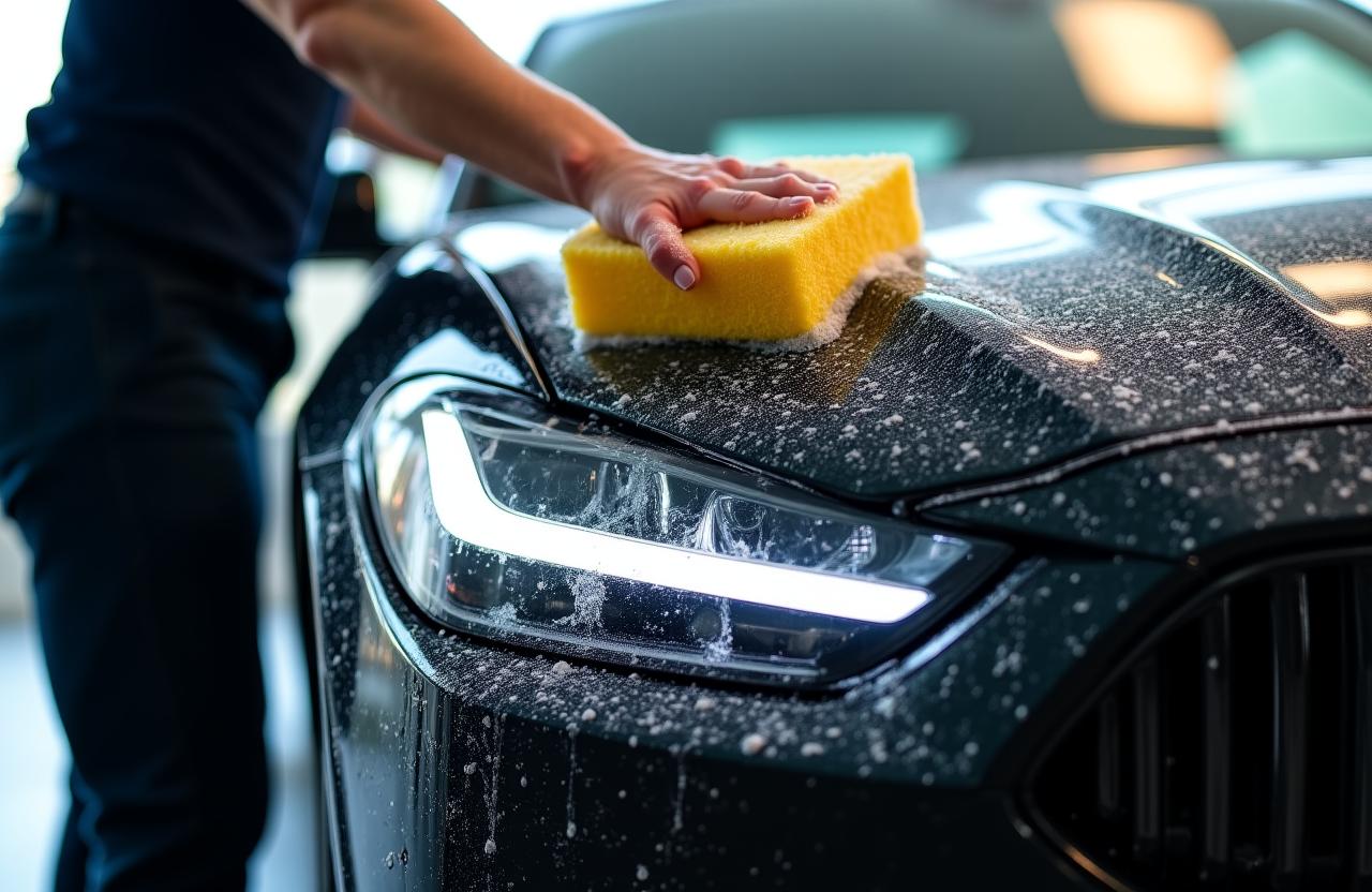 Luxe auto wordt met de hand gewassen bij PyroClean Car Spa